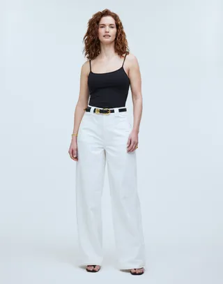 Curvy Superwide-Leg Jeans in Tile White: Pocket Edition